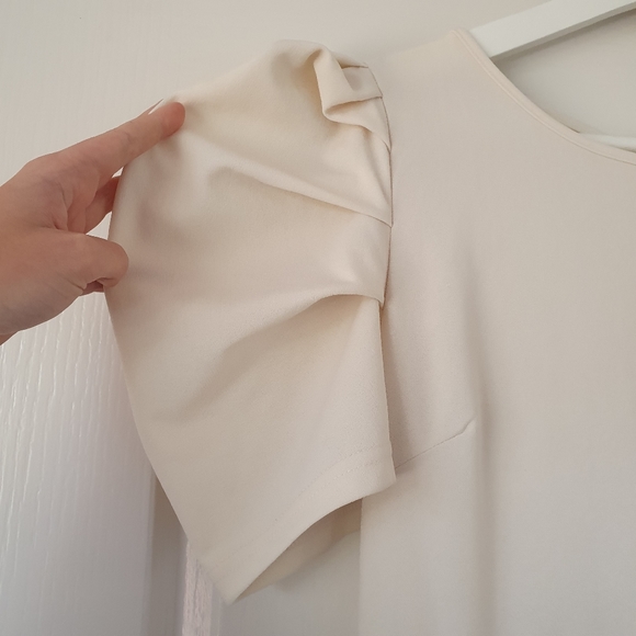 SHEIN Gorgeous Cream Puff Sleeve Flared Dress Size 10 - Picture 4 of 11